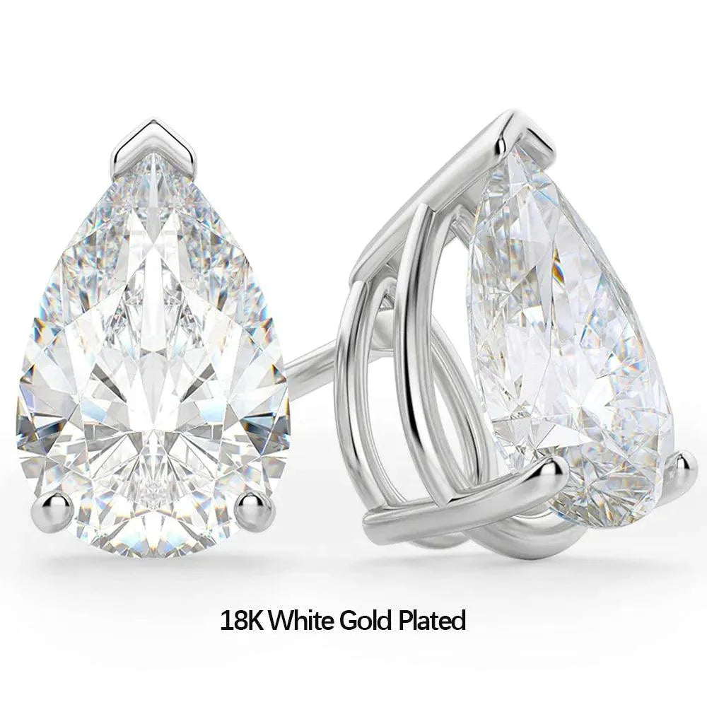4CT Pear Moissanite Diamond Earrings - GRA Certified 100% S925 Sterling Silver Water Drop Stud Earrings for Women & Men | Fine Jewelry Gift for Anniversary, Wedding & Special Occasions