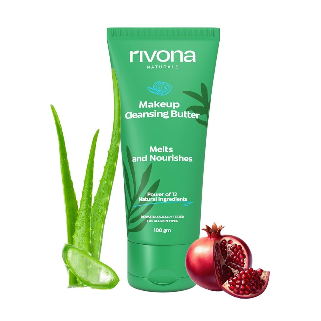 Ri'vona Naturals Makeup Cleansing Balm - Gentle Makeup Remover & Hydrating Face Cleanser with 12 Active Herbs | Oil-Free & Deep Pore Cleansing for All Skin Types | 100g | Perfect for Daily Skincare & Post-Makeup Routine