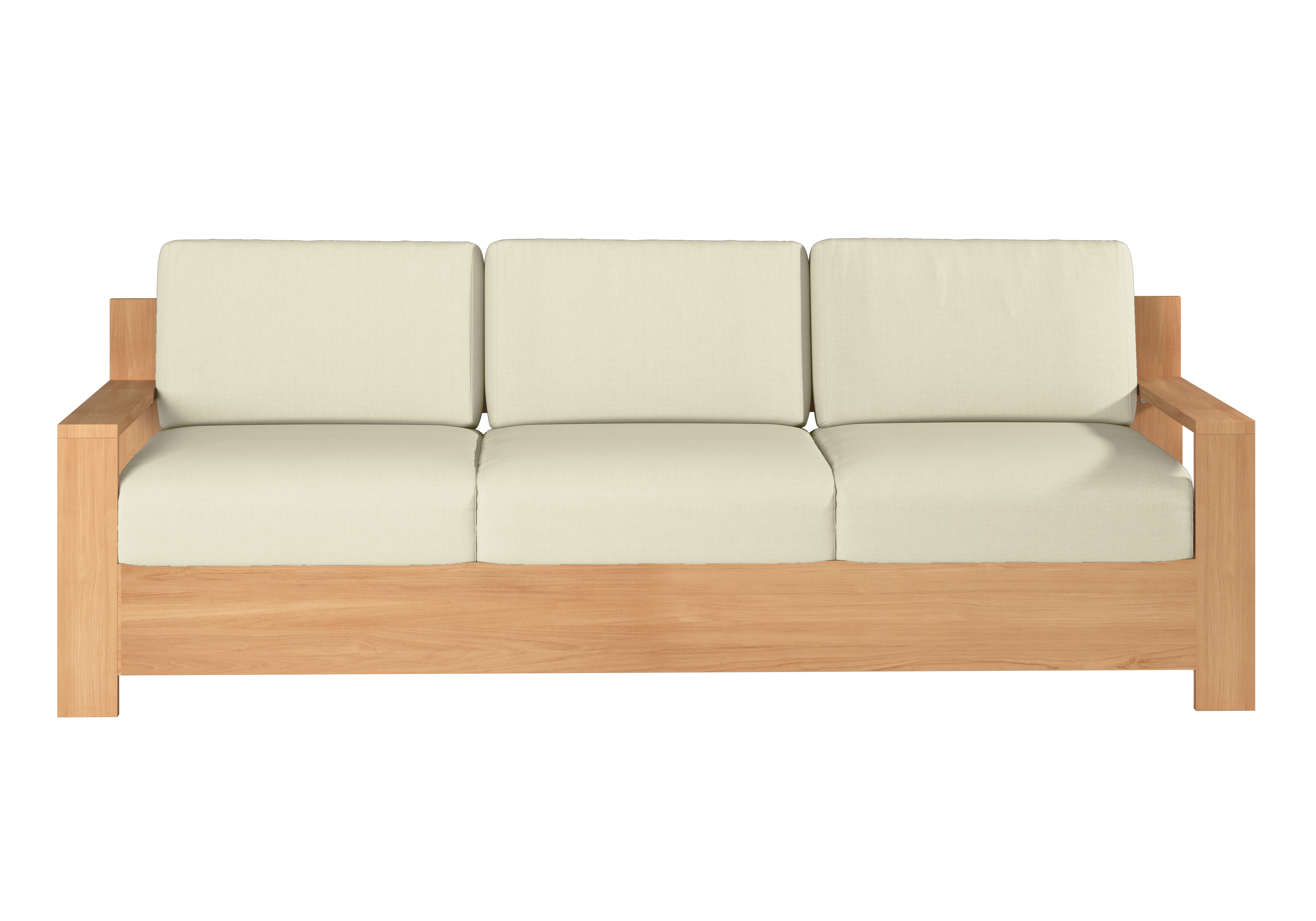 Premium 3-Person Teak Outdoor Sofa with Sunbrella Canvas Cushion - Waterproof & Durable Patio Furniture for Garden, Poolside, and Backyard Relaxation
