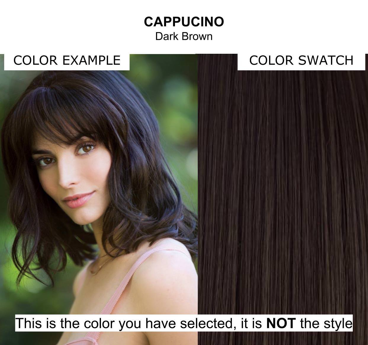 Erin Wig by Amore with Christy's Wigs Q&A Booklet, 2oz Travel Size Wig Shampoo, Wig Cap & Wide Tooth Comb - 5 Piece Bundle (Cappuccino) - Perfect for Travel, Cosplay & Everyday Styling