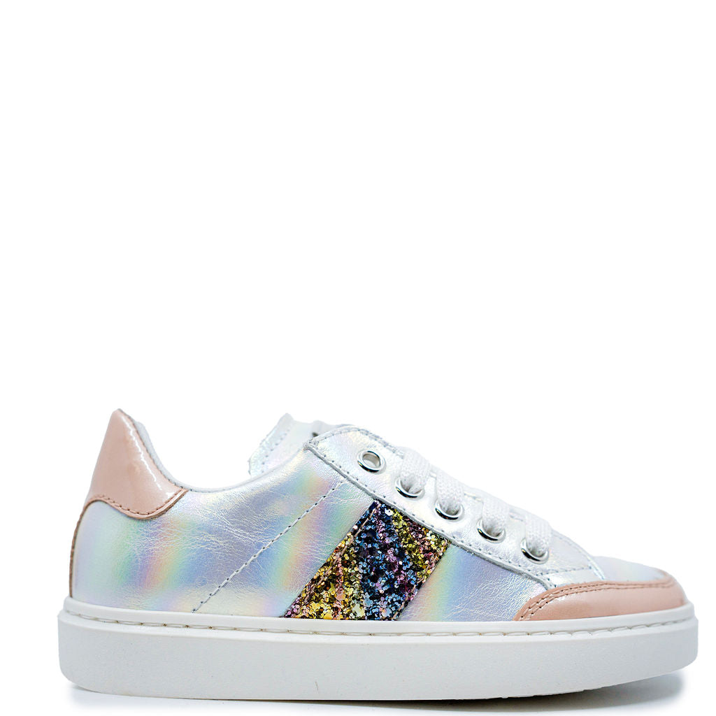 Beberlis Women's Pearlized Leather Sneakers with Zipper - Stylish & Comfortable Walking Shoes for Casual Outings & Work