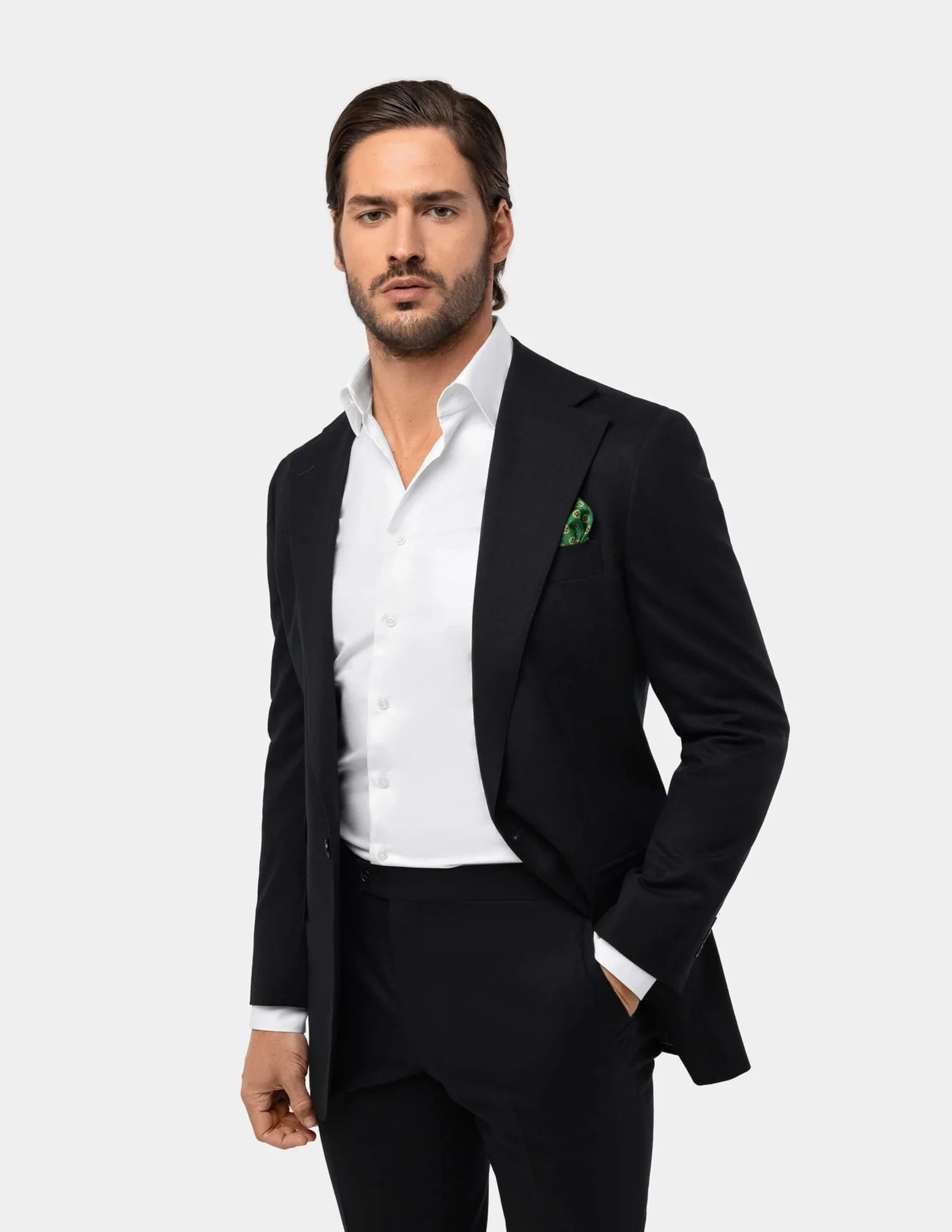 Premium Black Wool Cashmere Notch Lapel Blazer for Men - Elegant Formal Business Suit Jacket for Office, Weddings & Special Occasions