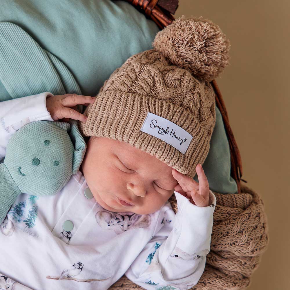 Snuggle Hunny Organic Knit Beanie - Soft Winter Hat for Women & Men in Hazelnut Brown | Cozy Cold Weather Accessory for Outdoor Activities