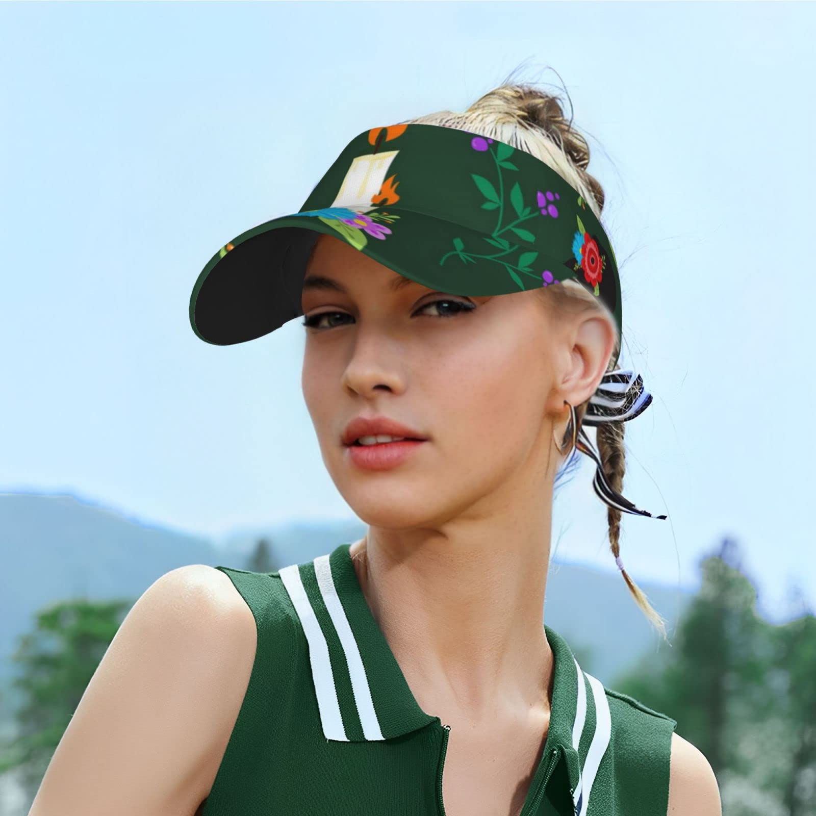 Stylish Adjustable Lightweight Sports Sun Visor Hat for Women & Men - Perfect for Running, Fishing, Golf - Skull Design UV Protection Headwear for Outdoor Activities