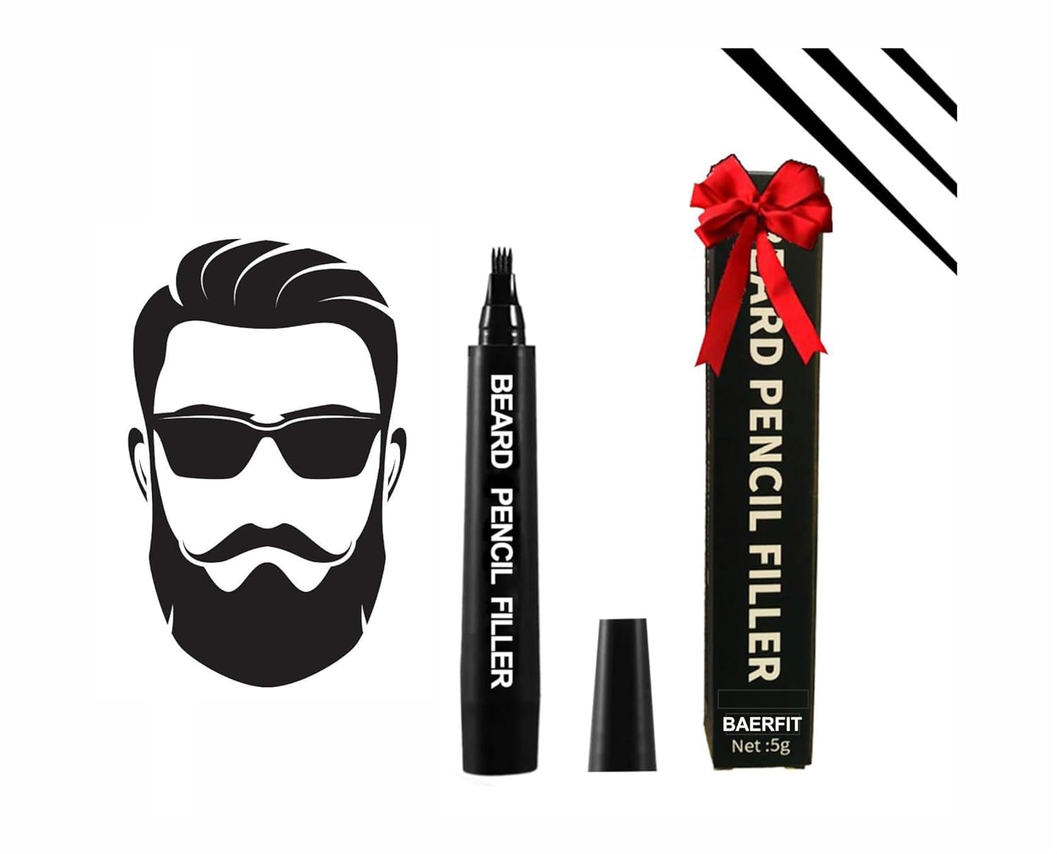 BOGOTA Beard Color Pencil for Men - Black Beard Dye Pen for Long Lasting Coverage, Enhances Facial Hair, Mustache & Eyebrows | Natural Looking Beard Touch Up for Gray Coverage, Daily Grooming & Styling