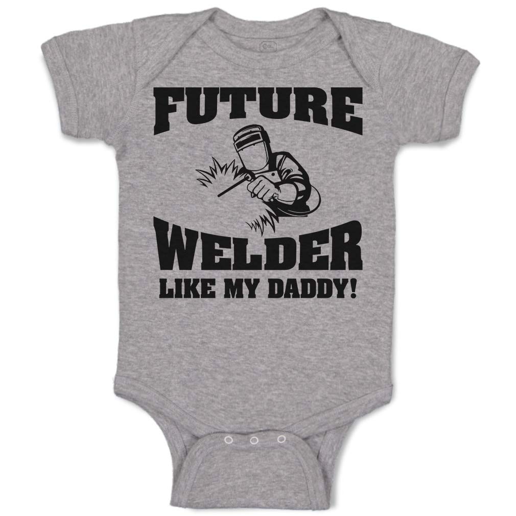 Funny Baby Bodysuit - Future Welder Like My Daddy - Cotton Oxford Gray Design - Unisex Baby Clothes for Boys & Girls (0-6 Months) - Perfect for Family Photos & Playtime