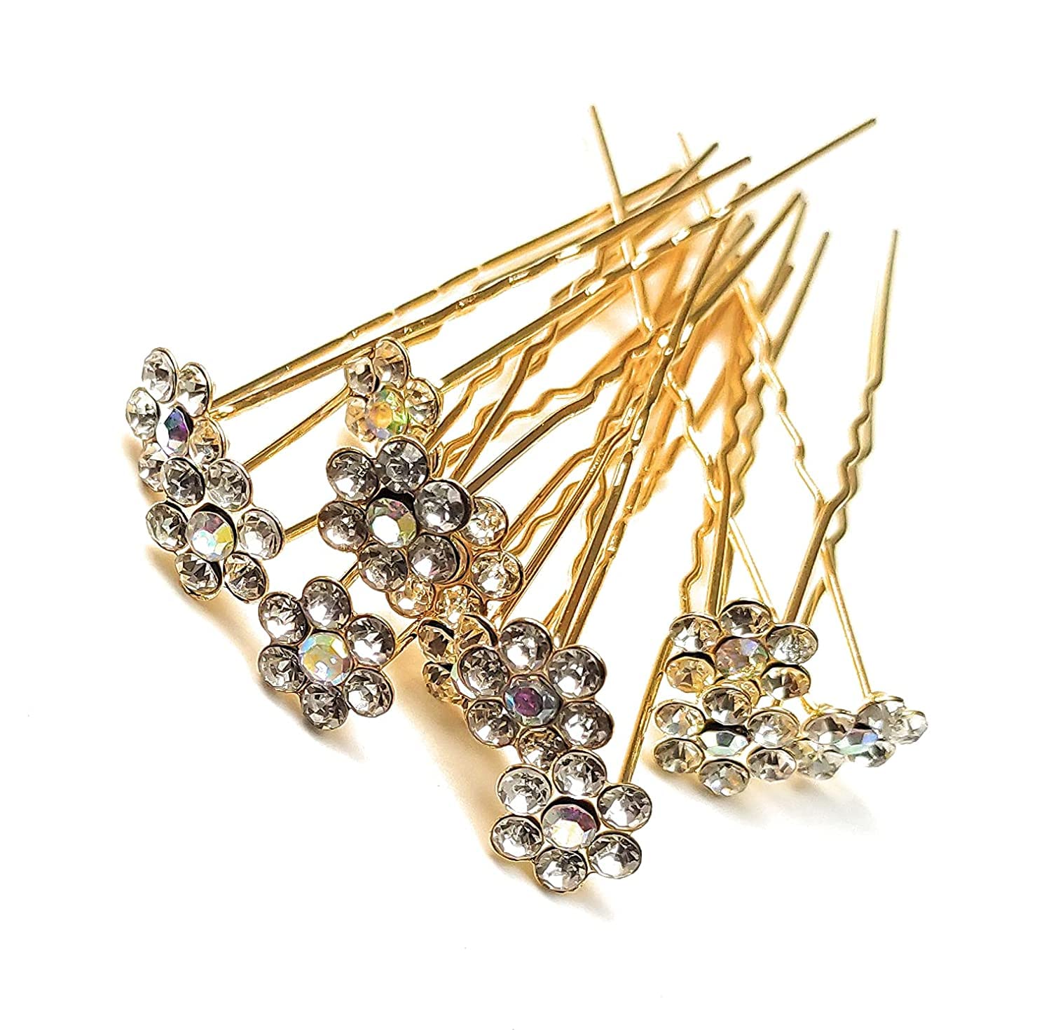 JAGMOOLYA PRODUCTS 18-Pack Silver White Rhinestone Hair Clips - Crystal Flower Juda Hair Pins for Women, Bridal Wedding Hair Accessories - Perfect for Parties, Prom, and Special Occasions