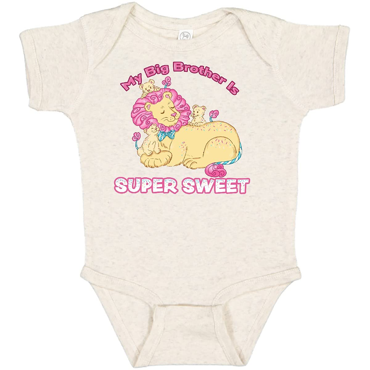 Inktastic Super Sweet Cotton Candy Lions Baby Bodysuit - Big Brother Gift for Newborns & Siblings - Perfect for Family Photos, Baby Showers & Birthday Parties