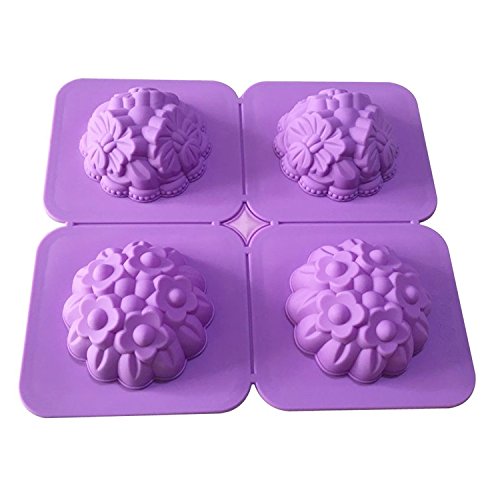 4-Cavity Flower Silicone Mold for Soap Making, Baking, Ice Cream & Polymer Clay Crafts - DIY Handmade Art Supplies for Home Decor & Gift Making