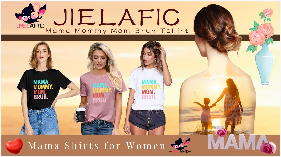 Funny Mama Graphic T-Shirt for Women - Letter Printed Mom Bruh Tee | Casual Wear, Gift for Moms, Family Outfits