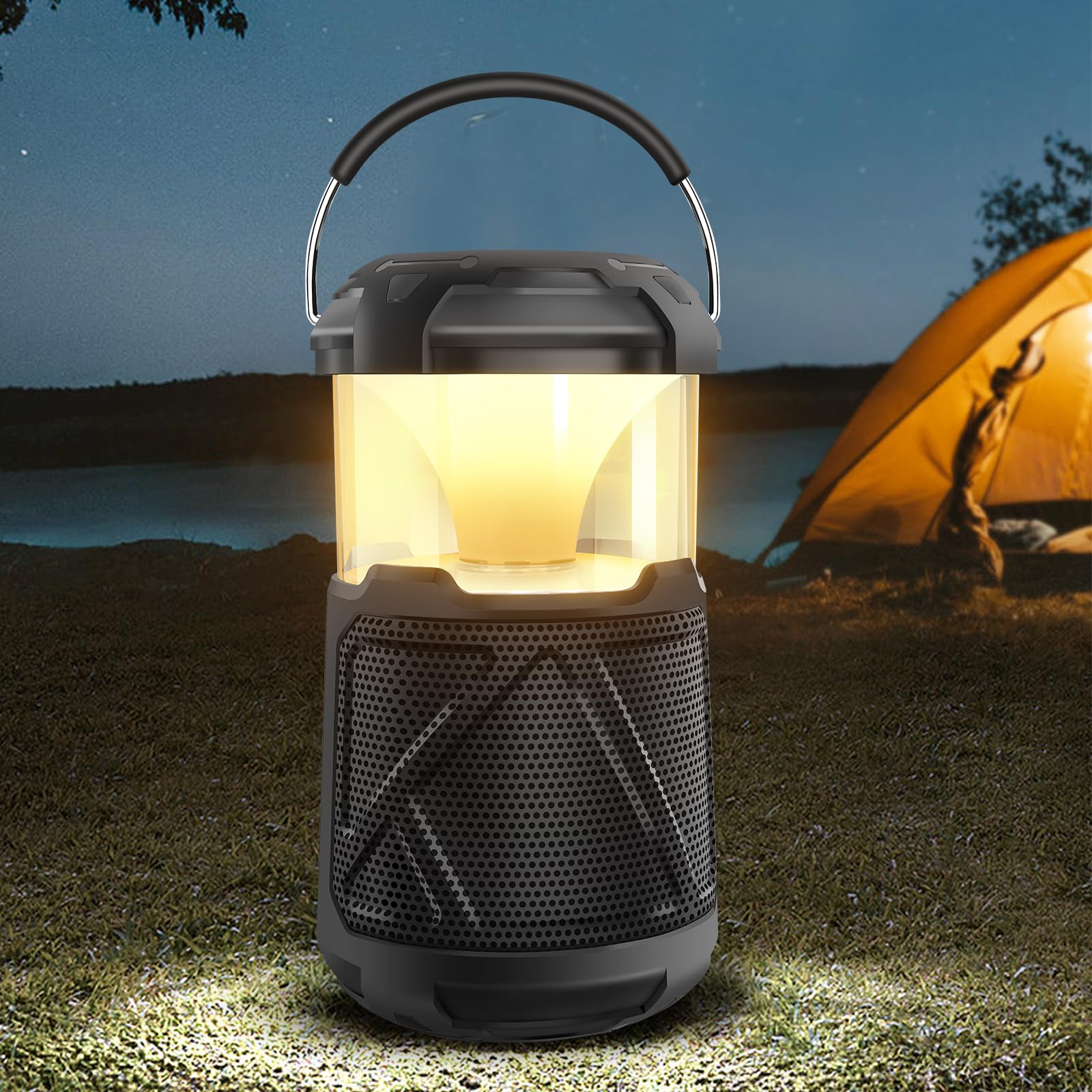 RIDALUX Portable Bluetooth Speaker with LED Lights - IPX6 Waterproof Wireless Outdoor Speaker for Camping, Hiking, Parties | Perfect for Patio, Yard, Home & Gifts for Men, Women, Fathers | Enjoy Music & Ambient Lighting Anywhere