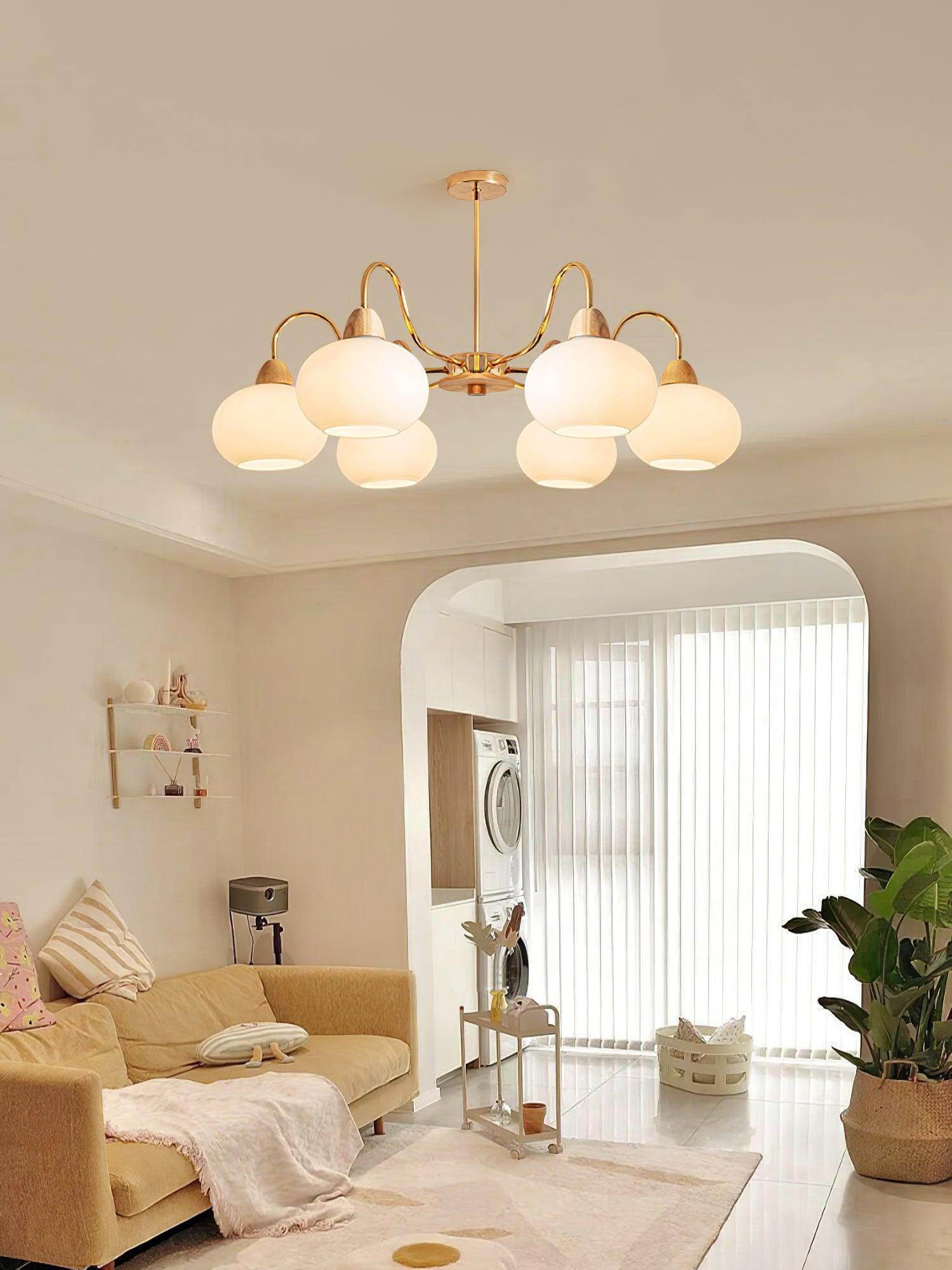 Elegant Glass Persimmon Chandelier - Modern Crystal Ceiling Light Fixture for Dining Room, Living Room & Bedroom Decor