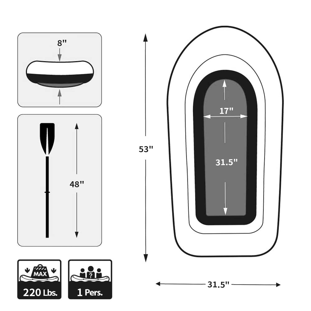 BESTHLS Inflatable Boat for Swimming, Fishing & Lake Activities - Portable Air Boat for Pool, Beach & Outdoor Water Fun