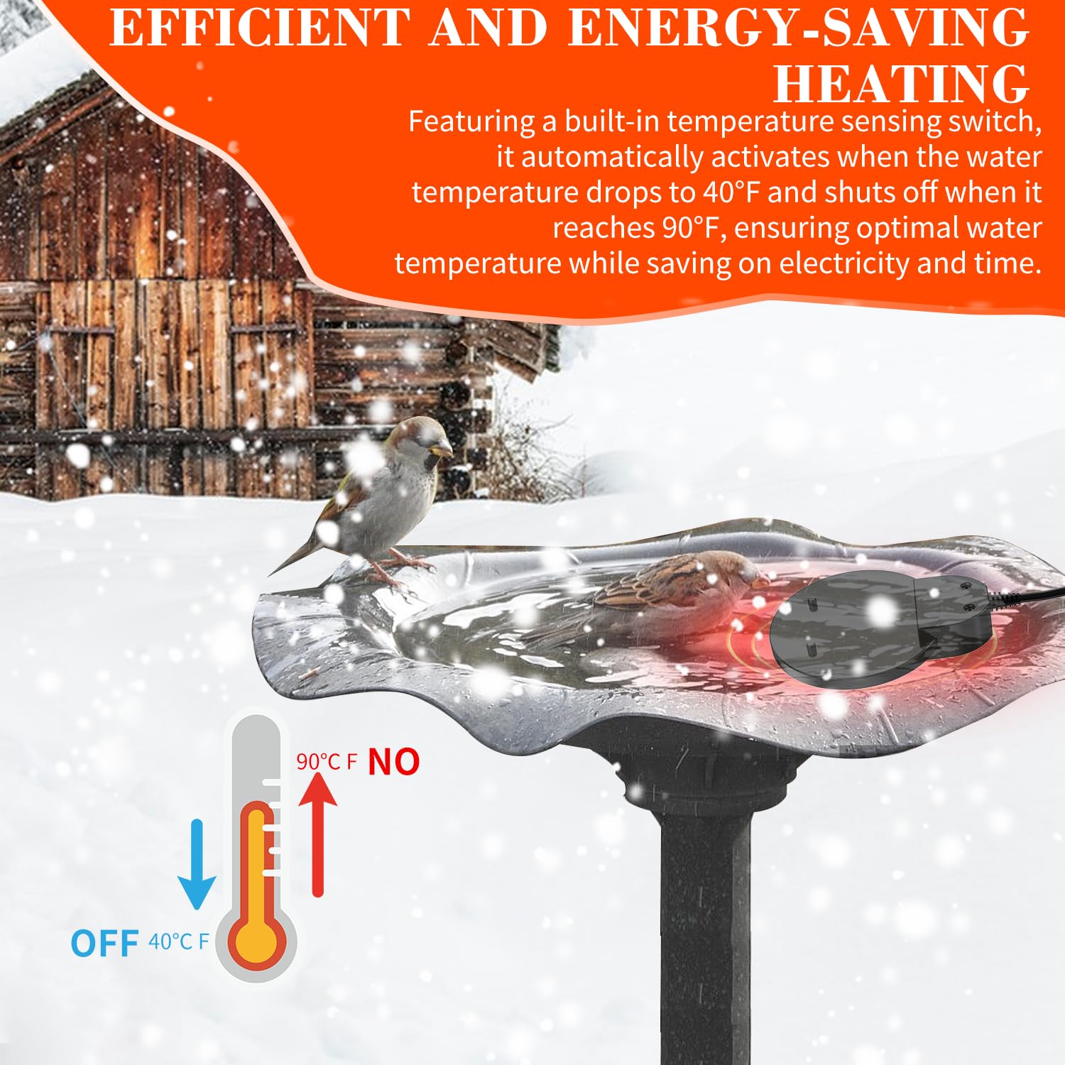 Thermostatic Chicken Water Heater - Aluminum Submersible De-Icer for Winter Bird Baths & Livestock Troughs | Efficient Poultry & Wild Bird Water Warmer for Cold Weather Use | Perfect for Coops, Farms, and Backyard Birding