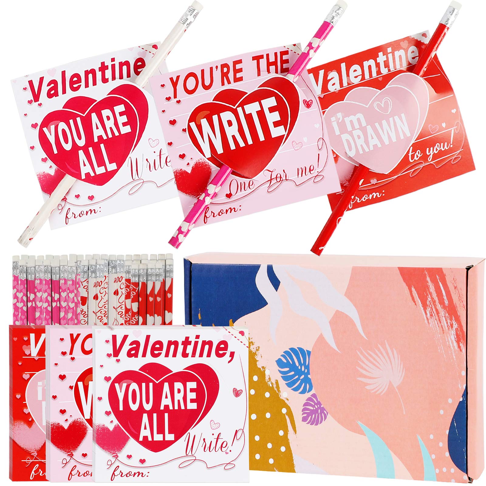 79 PCS Valentine's Day Pencil Toppers with Heart-Shaped Pencils, Stationery Set for Kids - Perfect for Classroom Exchange, Party Favors, and Gift Giving (Ideal for Valentine's Day Celebrations, School Events, and Kids' Parties)