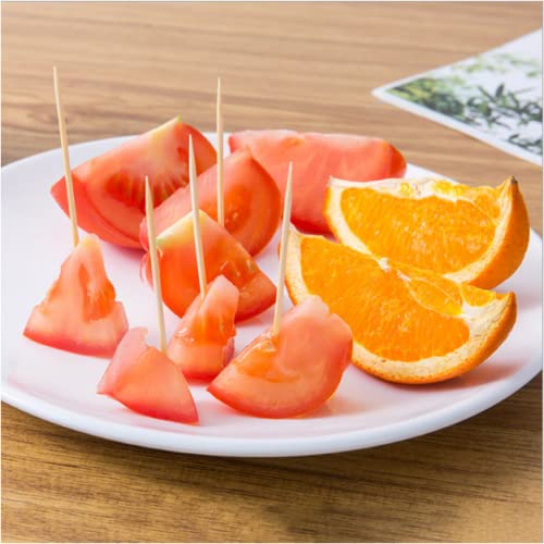 500-Piece Bamboo Wooden Cocktail Toothpicks - Round Double-Pointed Smooth Disposable Appetizer Skewers for Teeth Cleaning, Fruit Cocktails, BBQ Sticks & Arts & Crafts - Perfect for Parties, Picnics & Home Use