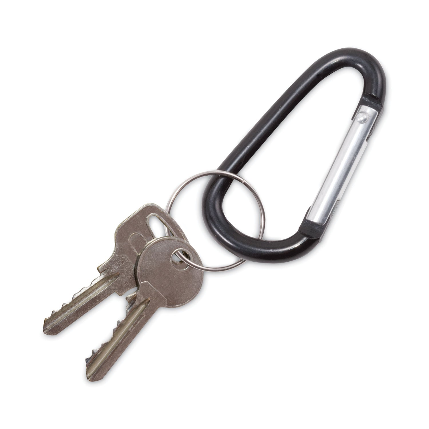Advantus 10-Pack Black Aluminum Carabiner Key Chains with 10 Silver Key Rings - Secure & Durable for Keys, ID Badges, Backpacks, Hiking Gear & Outdoor Adventures