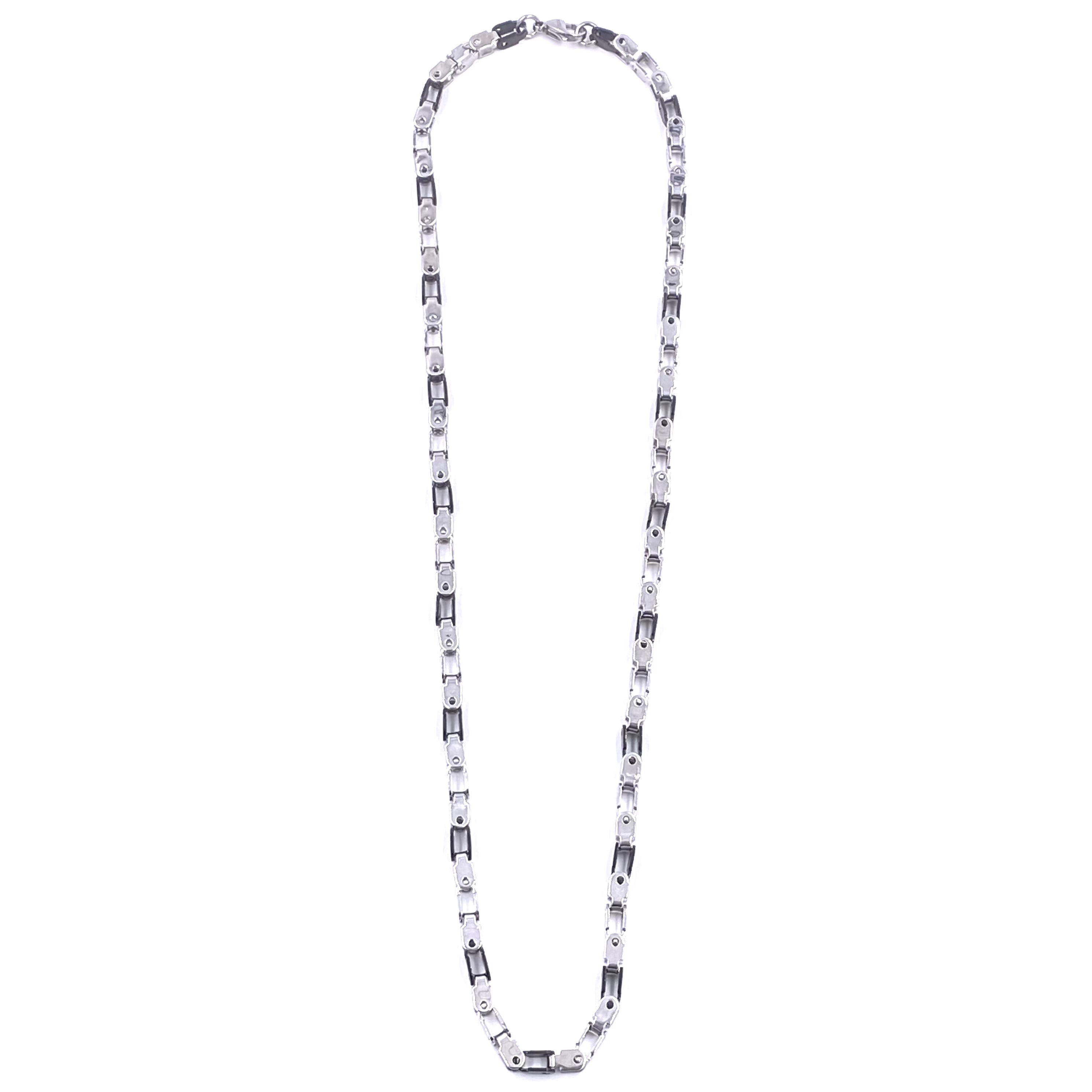 Ashley Gold Stainless Steel Two-Toned Bicycle Chain Men's Necklace - Stylish Unisex Jewelry Gift for Cyclists & Fashion Enthusiasts