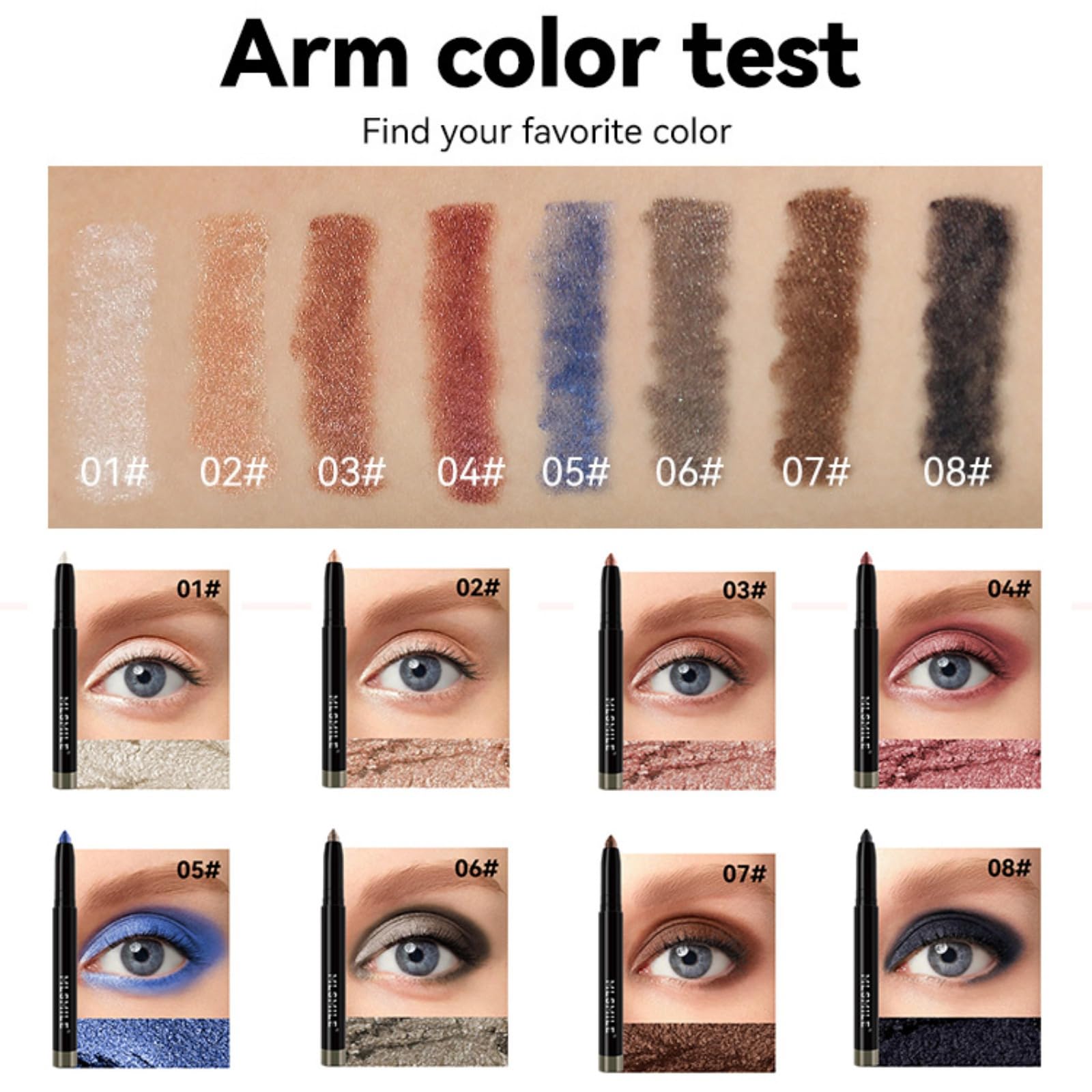 Hocossy Glitter Eyeliner & Highlighter Stick - Long Lasting Waterproof Eyeshadow for Party, Festival & Night Out Makeup