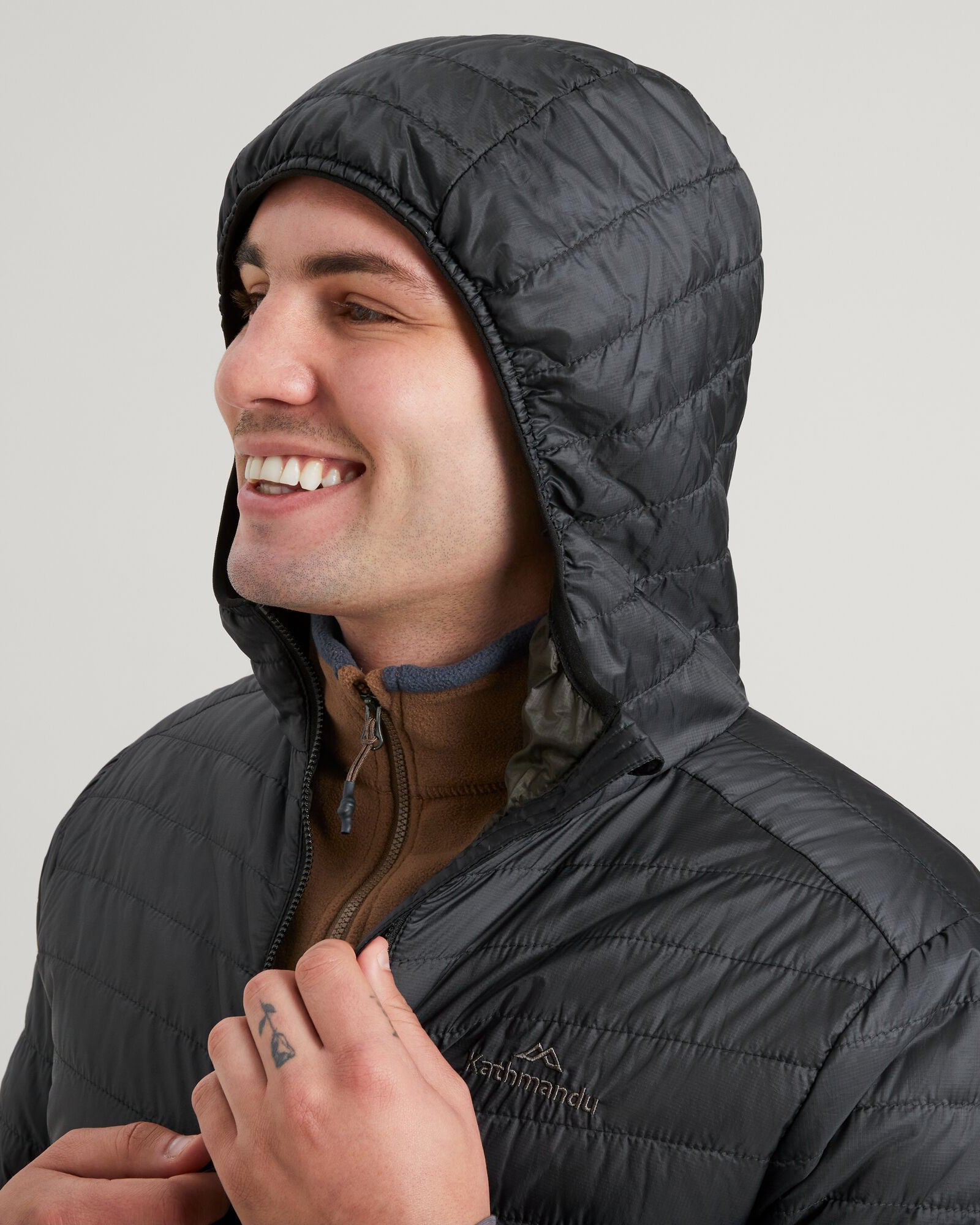 Heli R Men's novaLOFT Hooded Jacket - Lightweight Waterproof Windbreaker for Outdoor Activities | Black Stingray Color | Perfect for Hiking, Camping & Travel