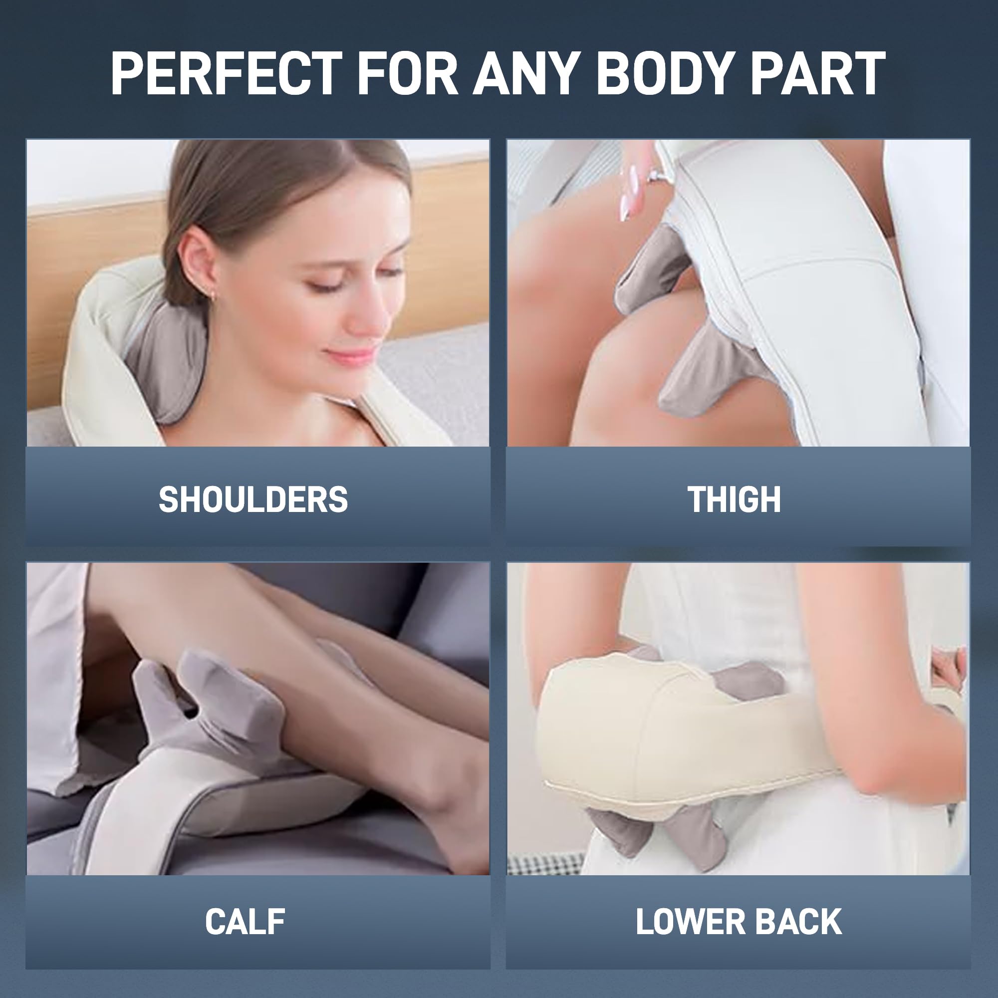 Platinum Cordless Neck Massager with Heat - Deep Tissue Shiatsu Massage for Back Pain Relief - Portable Kneading Massager for Home, Office & Travel Use