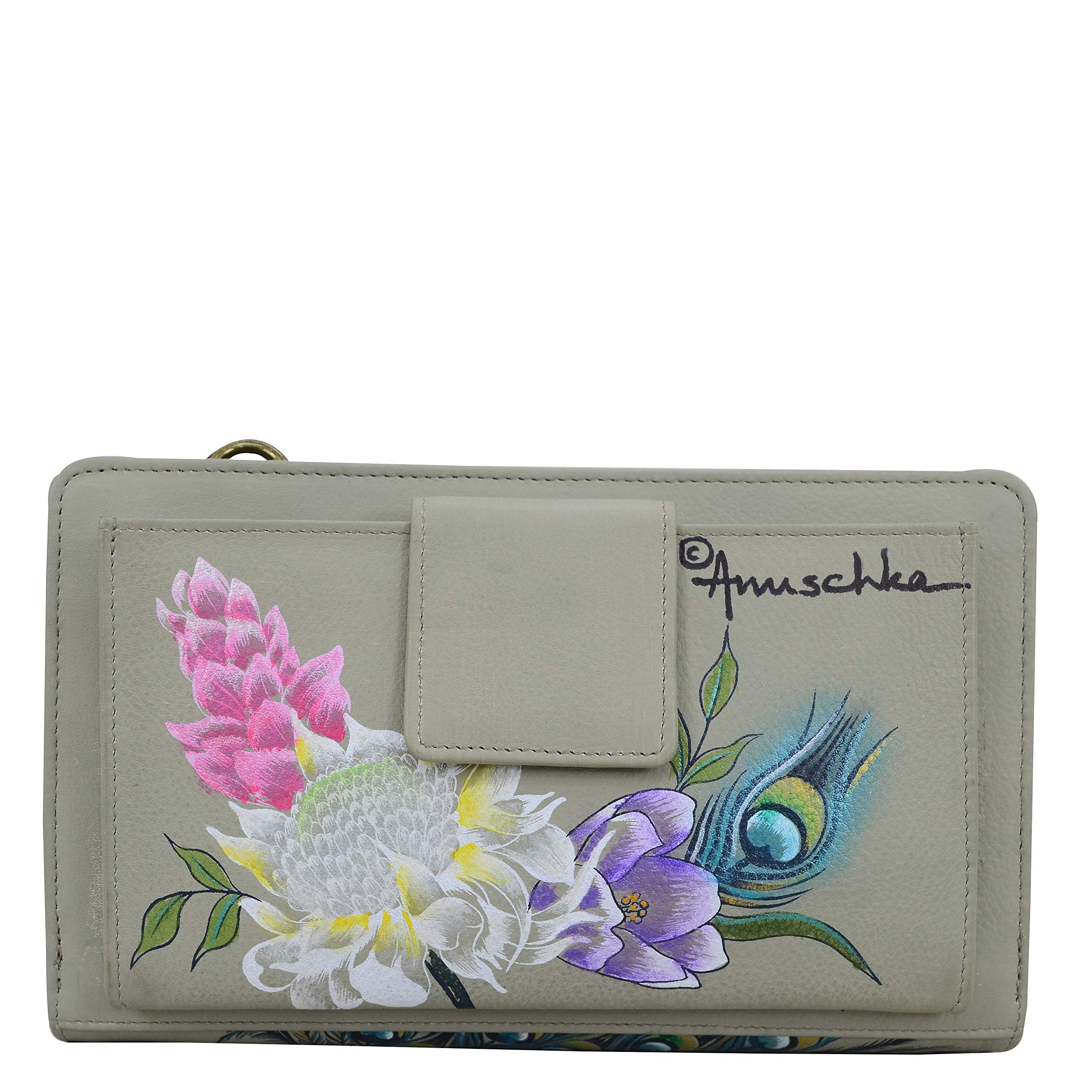 Anuschka Women's Hand-Painted Leather RFID Blocking Wallet - Stylish Organizer for Credit Cards, Cash & ID - Perfect for Travel, Shopping & Everyday Use