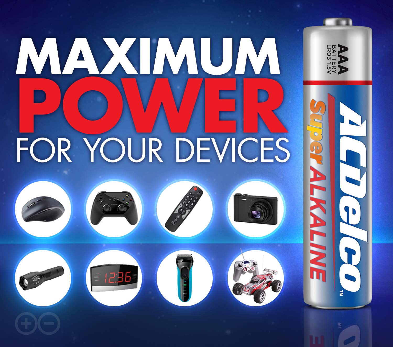 ACDelco 48-Count AAA and AA Super Alkaline Batteries - Maximum Power & 10-Year Shelf Life | Ideal for Toys, Flashlights, Remote Controls & Emergency Kits