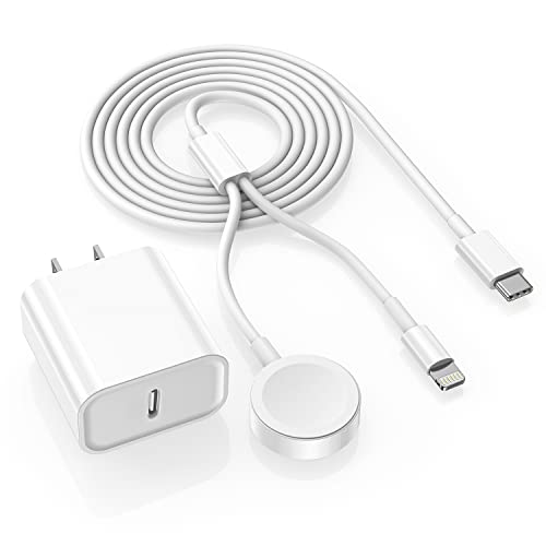 MFi Certified 6.6FT Apple Watch Charger & 20W USB C iPhone Charger - Fast Wireless Charging Cable for Apple Watch Series SE/8/7/6/5/4/3/2/1/Ultra & iPhone 14/13/12 - Perfect for Travel, Office & Nightstand Charging