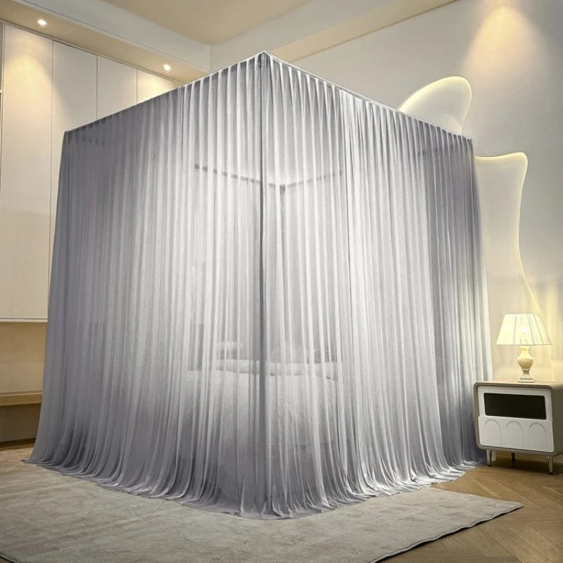 Luxury Silky Semi-Sheer Canopy Bed Curtain - Elegant Sheer Fabric for Romantic Bedroom Decor, Wedding, Nursery & Boho Chic Home Decor