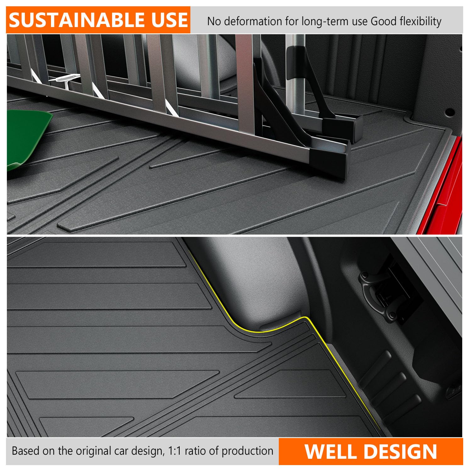 5.5FT TPE Truck Bed Liner Mat for 2015-2025 Ford F150 | Waterproof, Durable & Anti-Slip | Perfect for Hauling, Camping & Outdoor Adventures | Replacement Bed Mat Accessories (3-Fold Design)