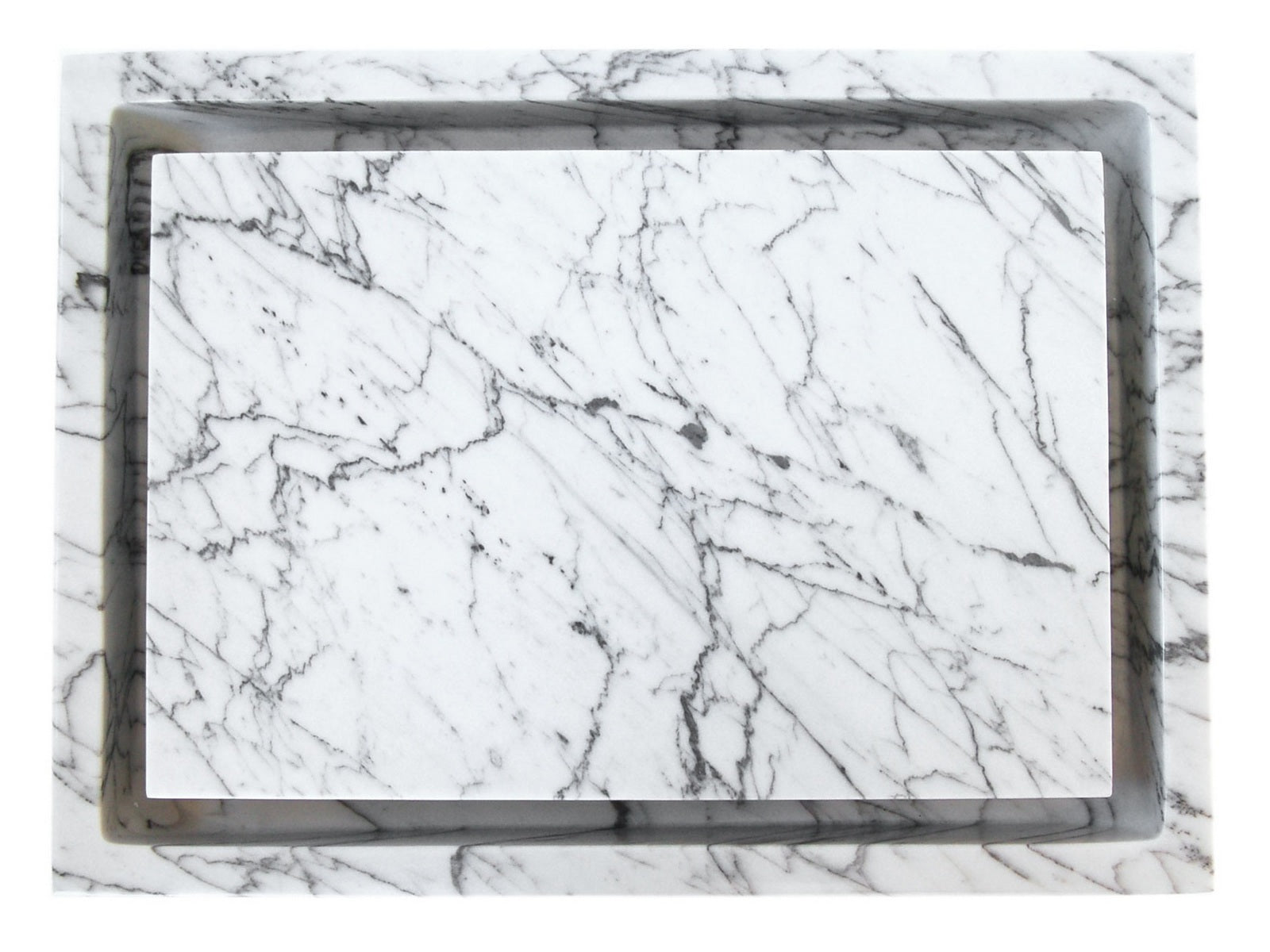 Premium White Carrara Marble Rectangular Infinity Pool Sink - Modern Bathroom Vanity, Luxury Spa, and Contemporary Home Decor