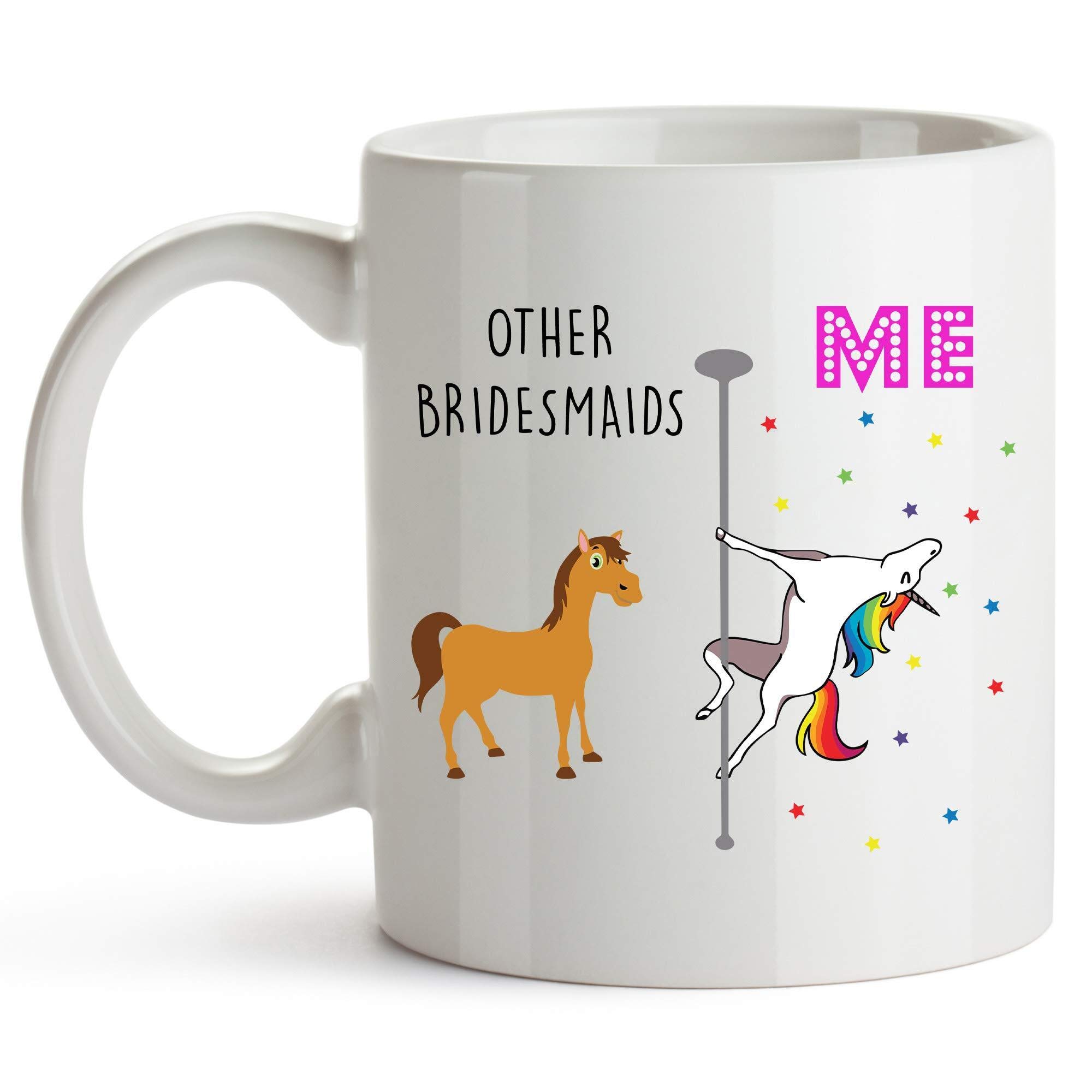 11oz Unicorn Bridesmaid Proposal Mug - Will You Be My Bridesmaid Coffee Cup, White Ceramic Wedding Party Gift for Bride Squad, Perfect for Bachelorette Parties & Bridal Showers