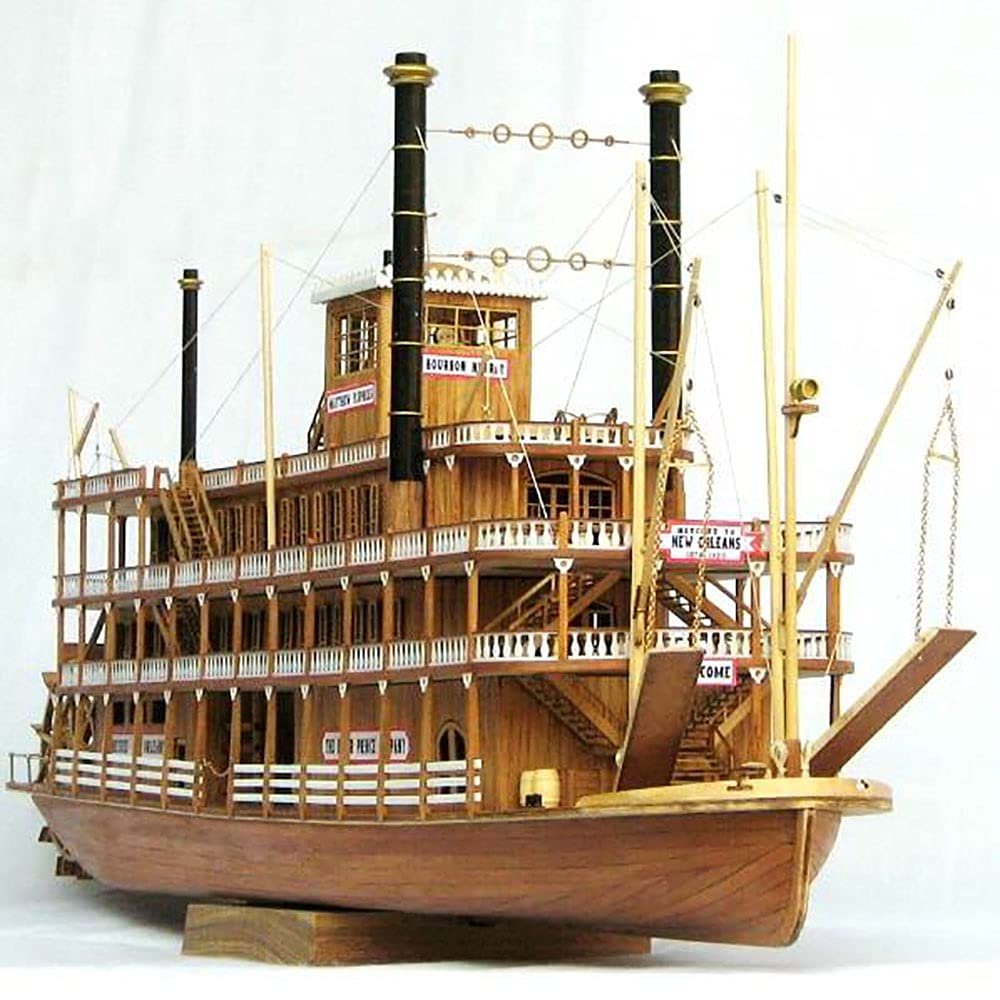 1/100 Scale US Mississippi Steamer Ship Model Kit - Premium Wooden Boat Building Set for Adults & Collectors - Perfect for Home Decoration, DIY Projects and Gift Giving