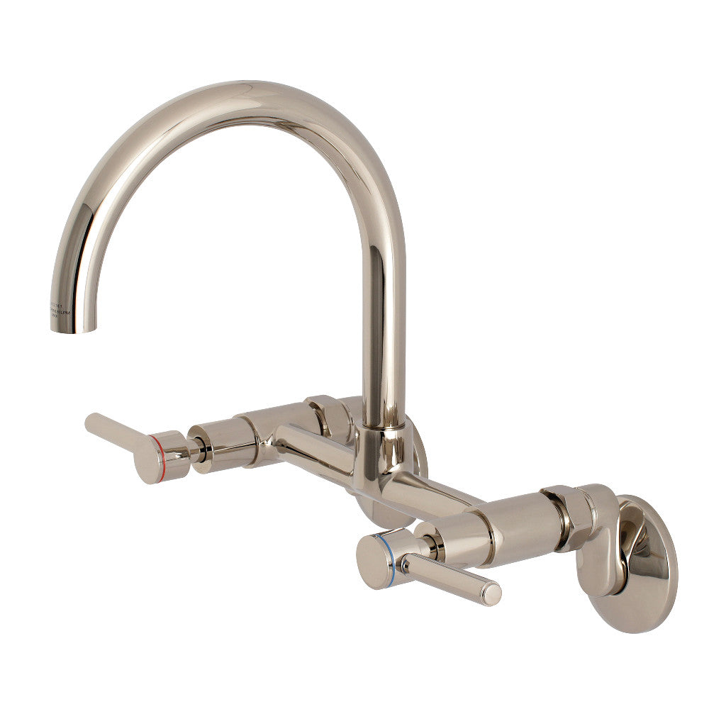 Kingston Brass Concord 8-Inch Adjustable Wall Mount Kitchen Faucet - Modern Pull-Down Sprayer for Sink, Ideal for Small Kitchens and Bathrooms