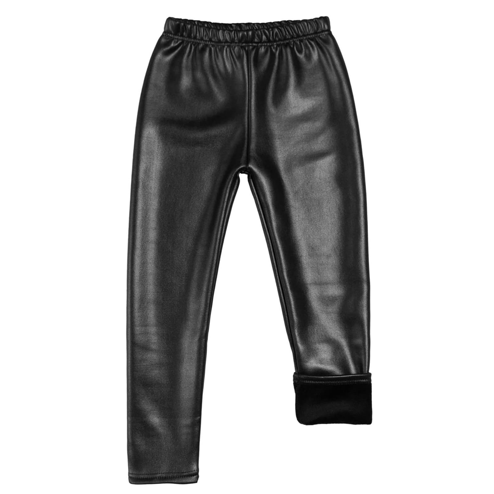 LOLANTA Girls Faux Leather Pants - Winter Fleece Lined Leggings for Kids, Stretchy Fashion Trousers - Perfect for School, Playdates & Holiday Outfits