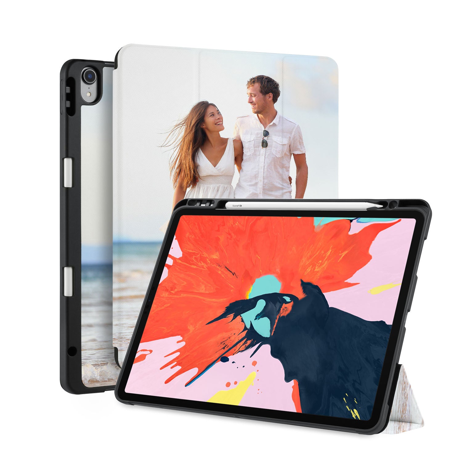Premium Slim iPad Case with Single Photo Insert - Durable Protective Cover for iPad 6th/7th/8th/9th Gen - Perfect for Work, School & Travel