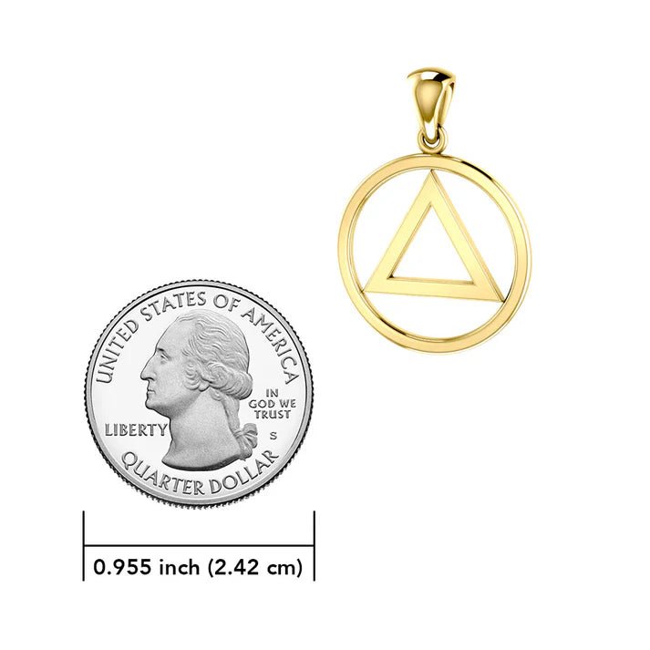 Solid Gold AA Symbol Pendant Necklace - 14K Yellow Gold Luxury Recovery Jewelry for Alcoholics Anonymous - Perfect for 12-Step Meetings & Sobriety Gifts