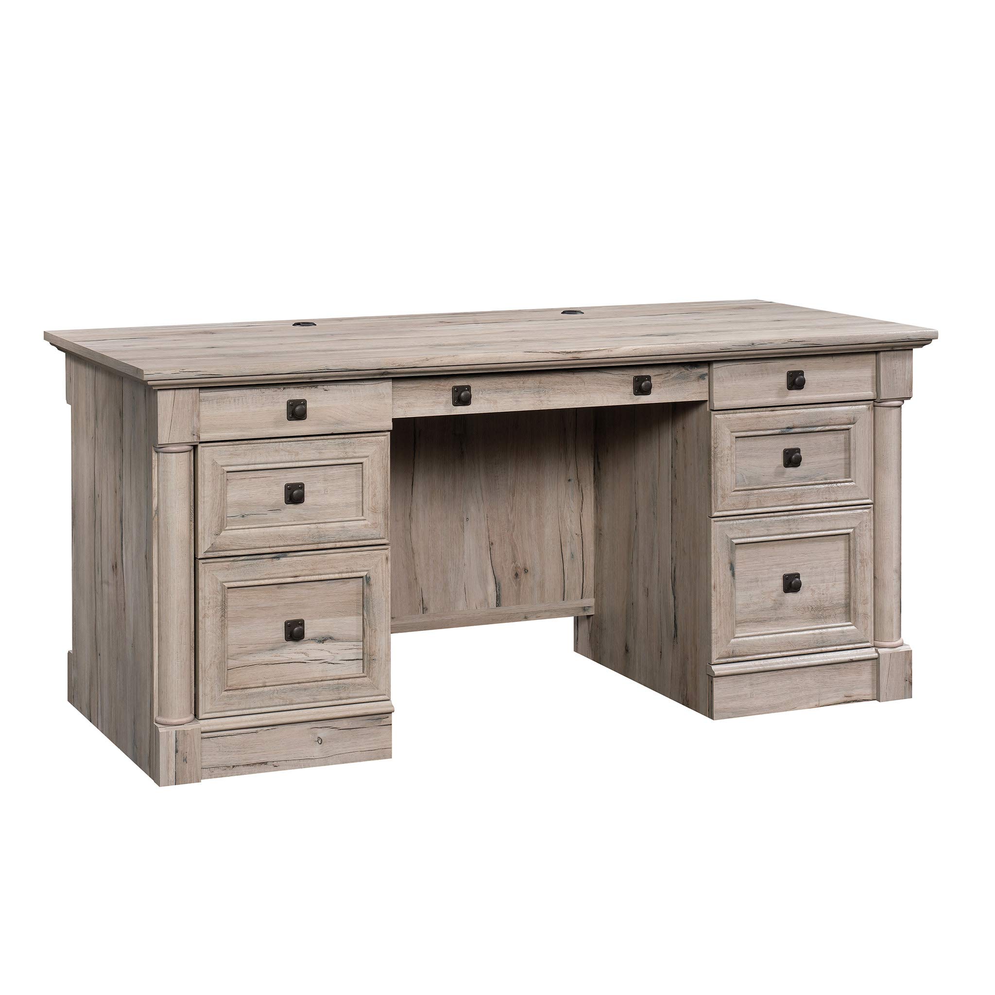 Sauder Palladia Executive Office Desk with Drawers & File Cabinet Storage - Split Oak Finish - Cable Management & Keyboard Tray - Perfect for Home Office & Professional Workspaces