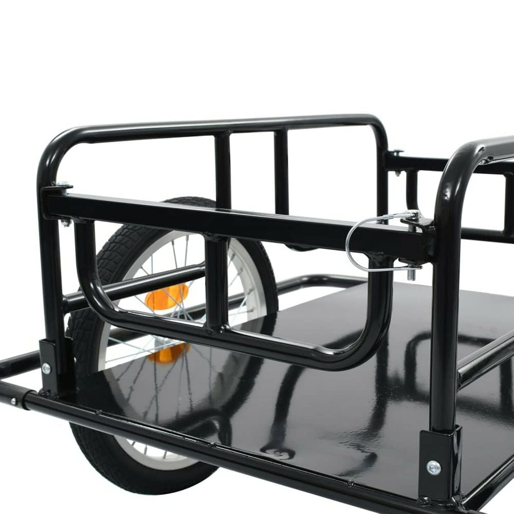 Foldable Heavy Duty Bicycle Cargo Trailer - 110lbs Capacity Steel Frame with Hitch for Hauling Luggage, Plants & Tools | Perfect for Camping, Gardening & Urban Commuting (Black)