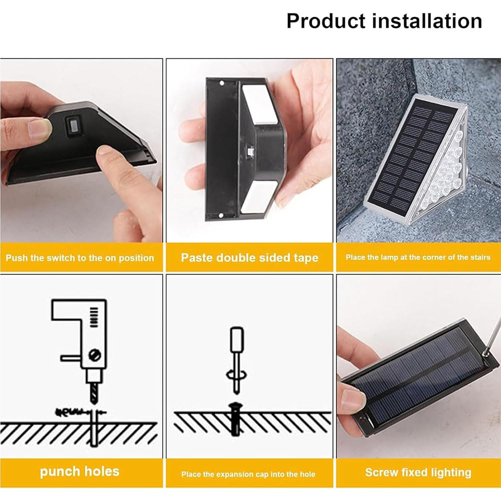 Solar Step Lights - 6pcs Waterproof LED for Outdoor Stairs & Pathways