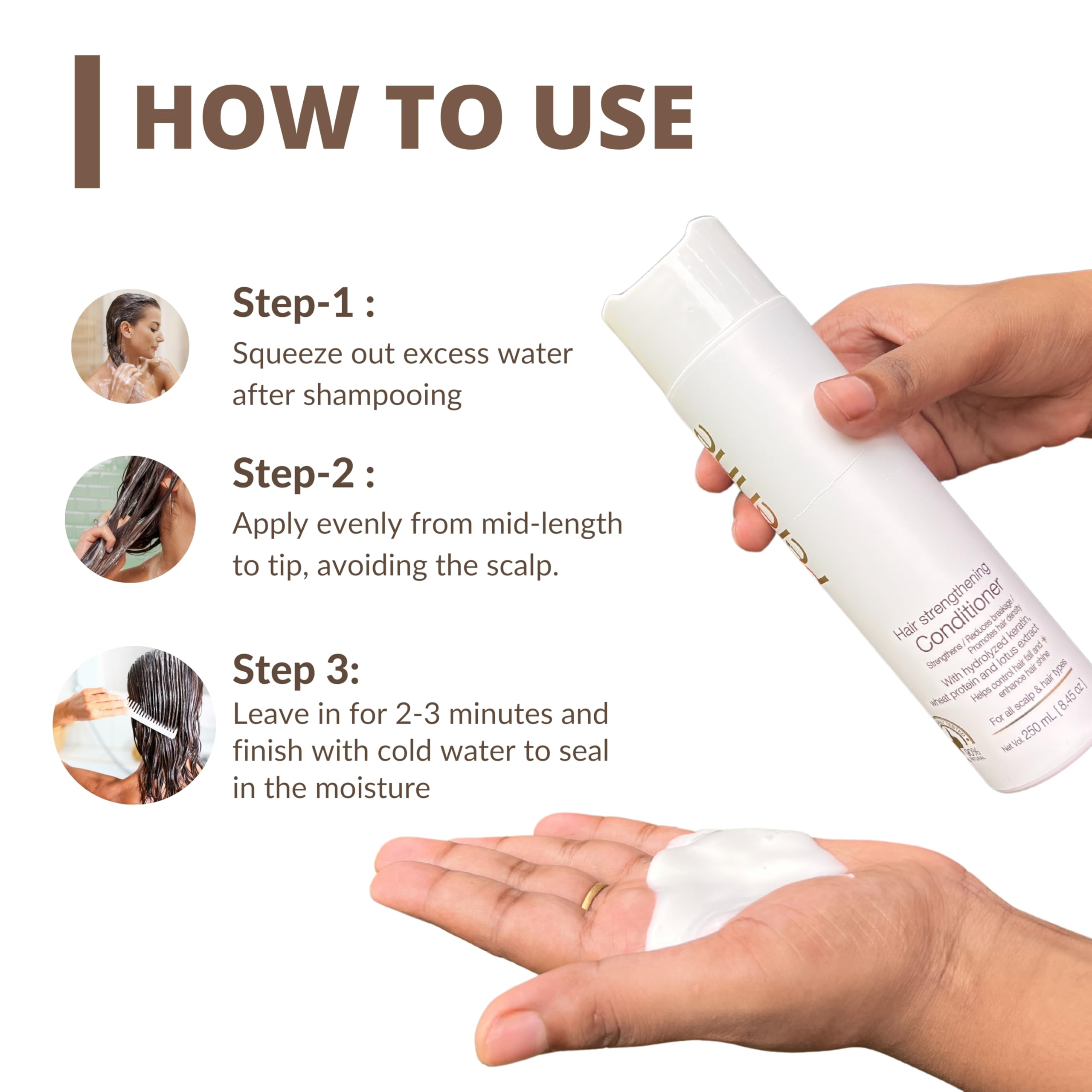 Perenne Hair Strengthening Conditioner with Hydrolyzed Keratin & Wheat Protein (8.5 oz) - Reduces Hair Fall, Promotes Growth for All Hair Types - Perfect for Daily Use & Damaged Hair Repair