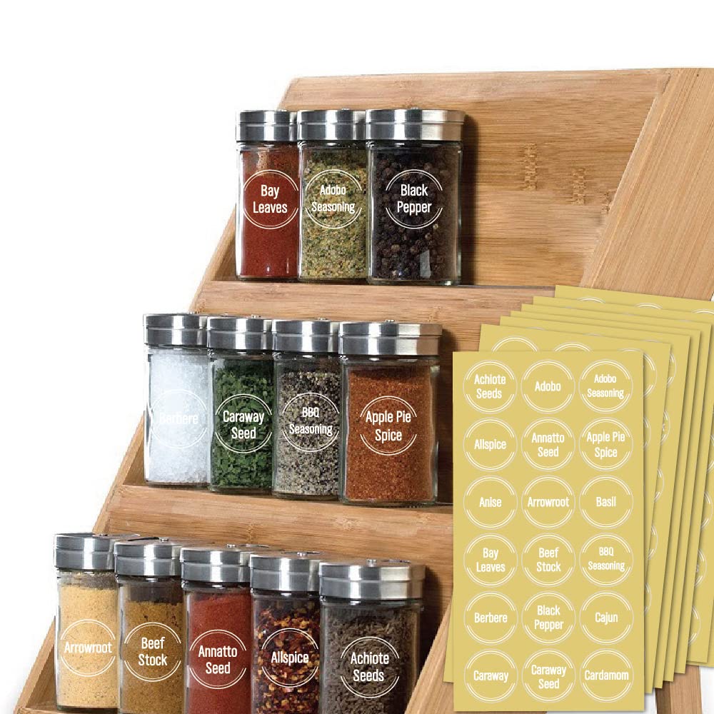 144 Pcs Transparent Spice Labels - Waterproof Kitchen Pantry Stickers with Preprinted White Letters for Jar Organization & Seasoning Names | Perfect for Spice Racks, Mason Jars & Pantry Storage