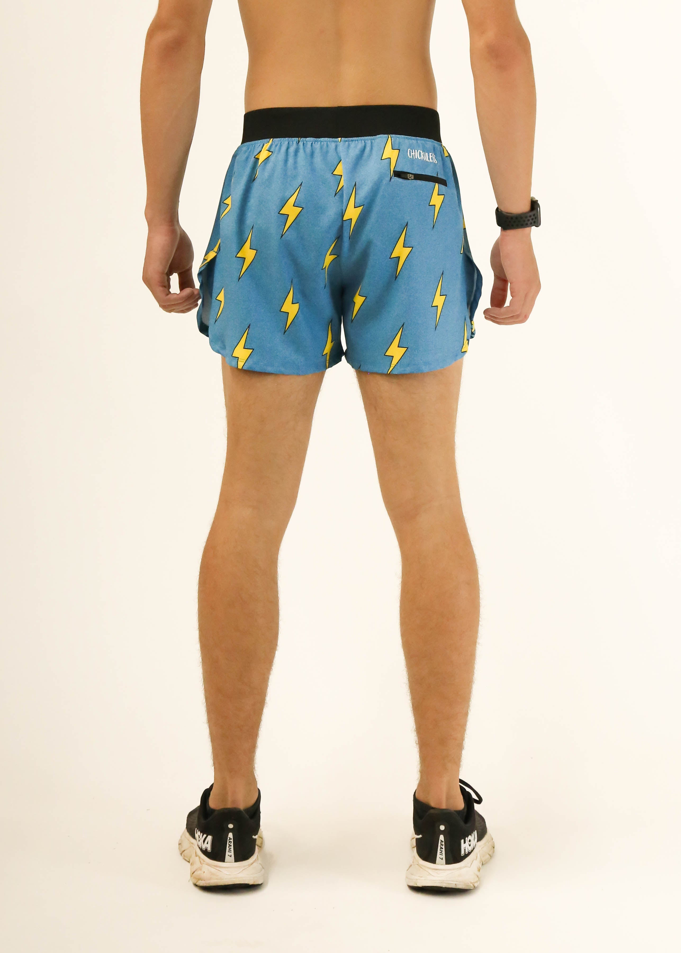 Men's Running Shorts - Blue Bolts 4 Half Split Athletic Shorts for Jogging, Gym Workouts & Outdoor Sports
