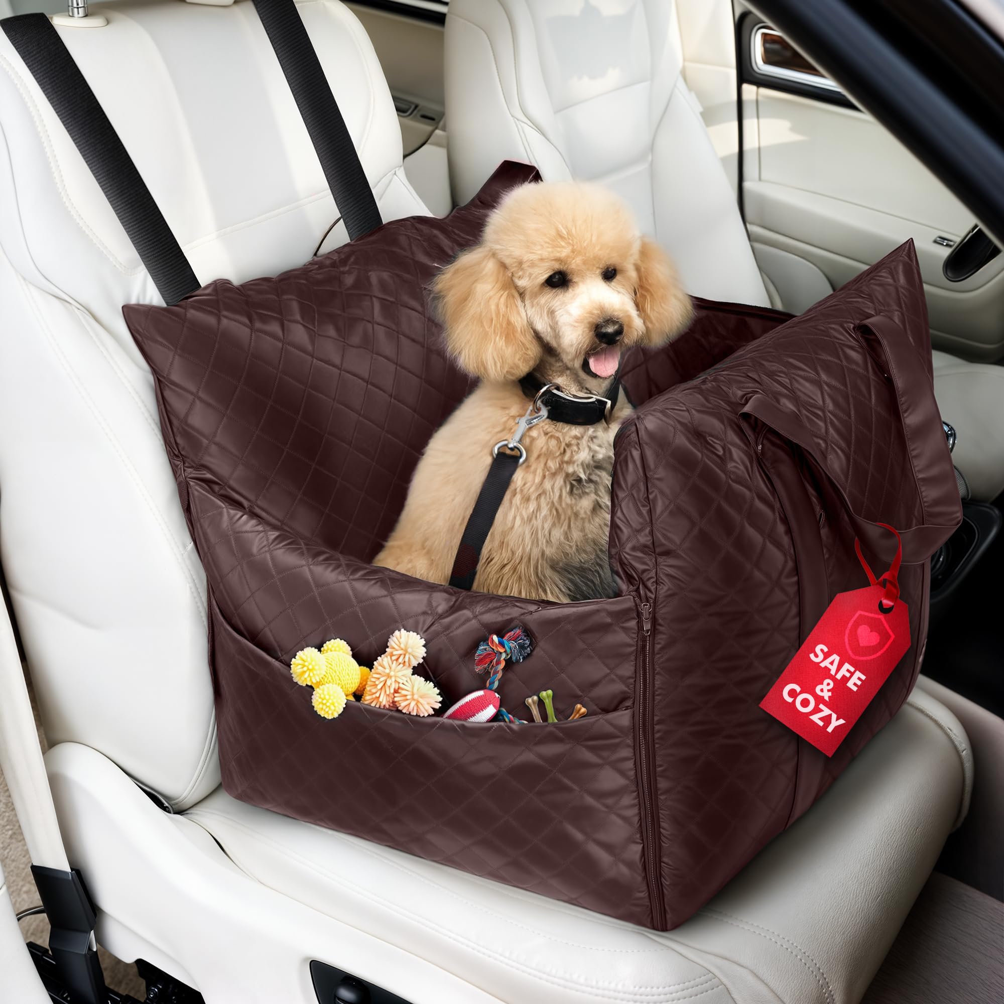 Black Swift Deluxe Dog Car Seat - 2-in-1 Booster & Bed for Small Dogs | Travel & Home Use