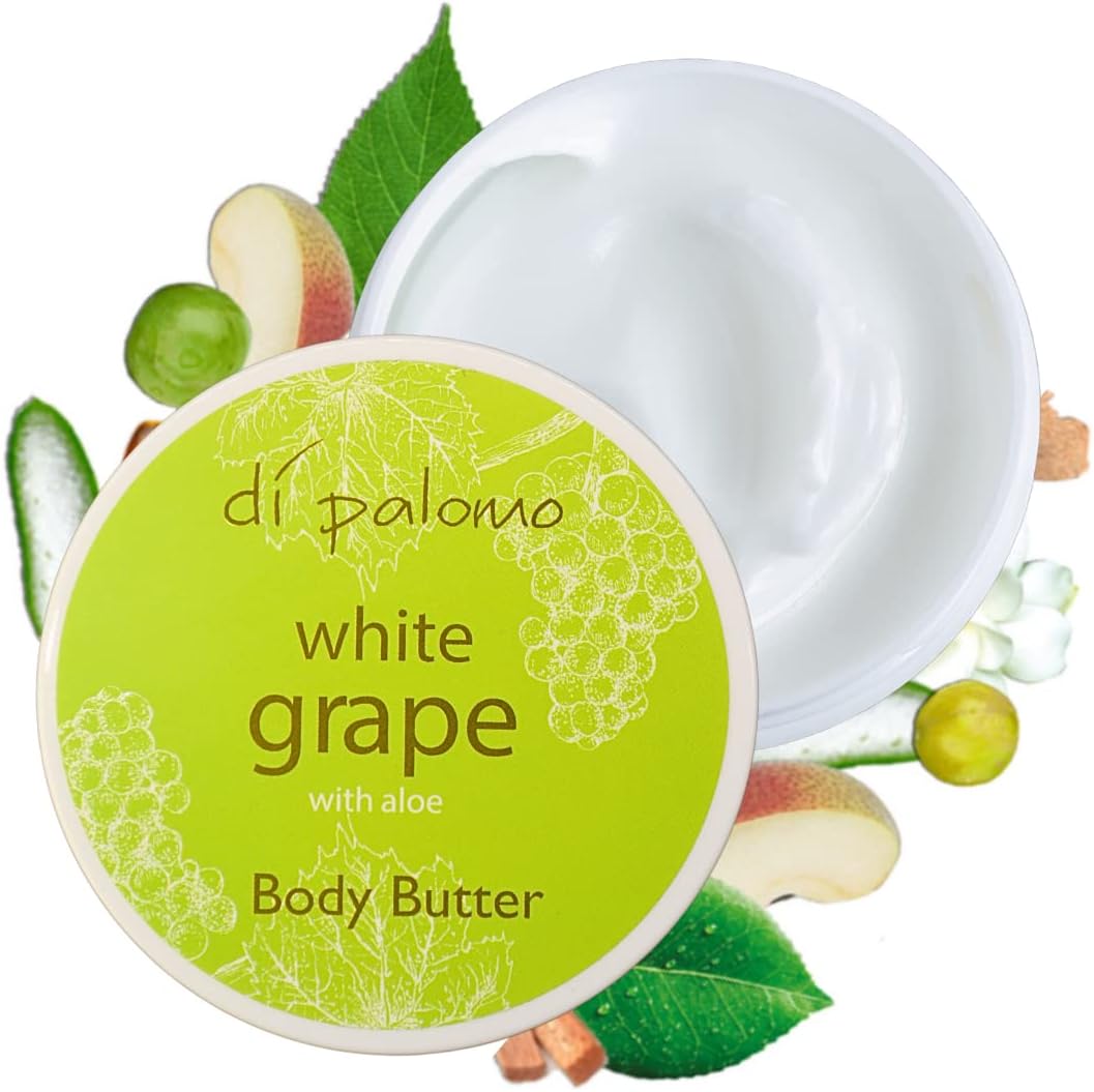 Di Palomo White Grape Body Butter - 6.7oz Moisturizing Cream for Dry Skin | Hydrating & Nourishing Hand & Body Lotion | Perfect for Daily Use, Spa Days & Gift Giving