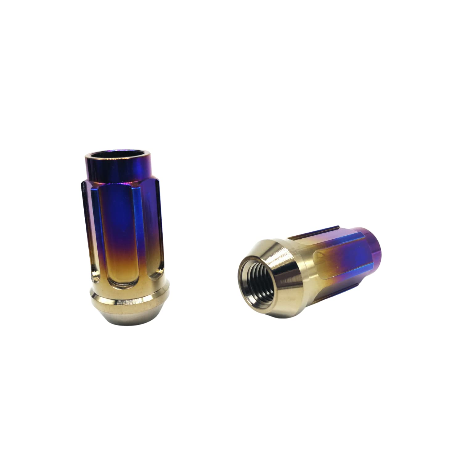 RISON 20 PCS Titanium Locking Lug Nuts M12x1.5x45mm - Open End Anti-Theft Wheel Nuts for Car Racing, Ultra Lightweight & Durable Burnt Blue Finish - Perfect for Track Days, Performance Upgrades & Custom Car Builds (M12x1.5x45mm, Burnt Blue)