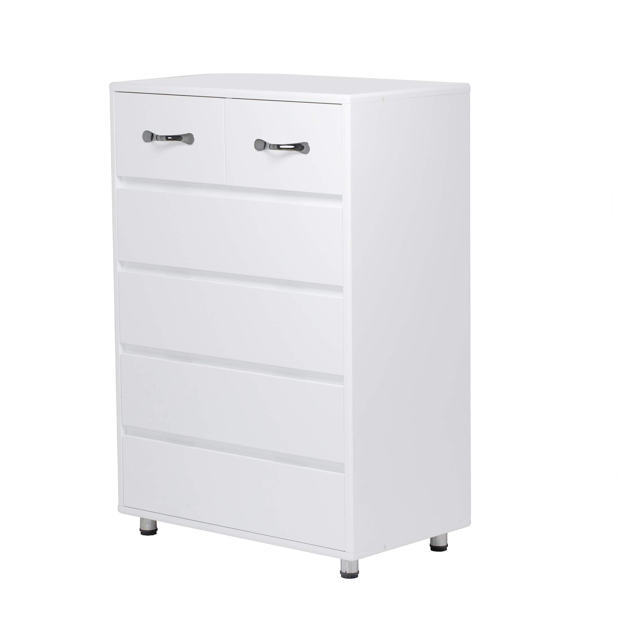 Wooden Nightstand with Storage Drawers & Fabric Bins - Side Table Cabinet for Bedroom, Living Room | File Organizer with Easy Pull Handles - White End Table for Home Office & Small Space Organization