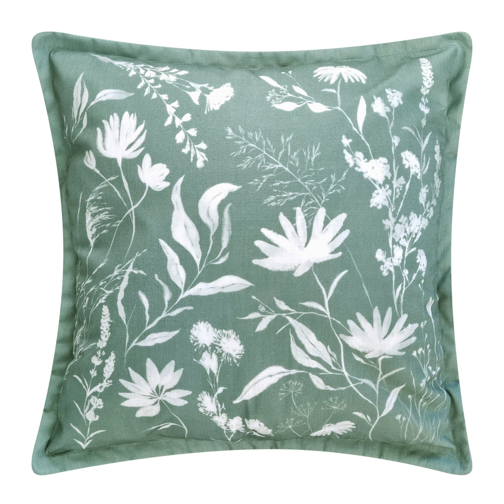 Florence Decorative Throw Pillow 50x50cm - Soft Forest Green & Ivory Cover for Couch, Sofa, Bed - Perfect for Living Room, Bedroom & Home Decor