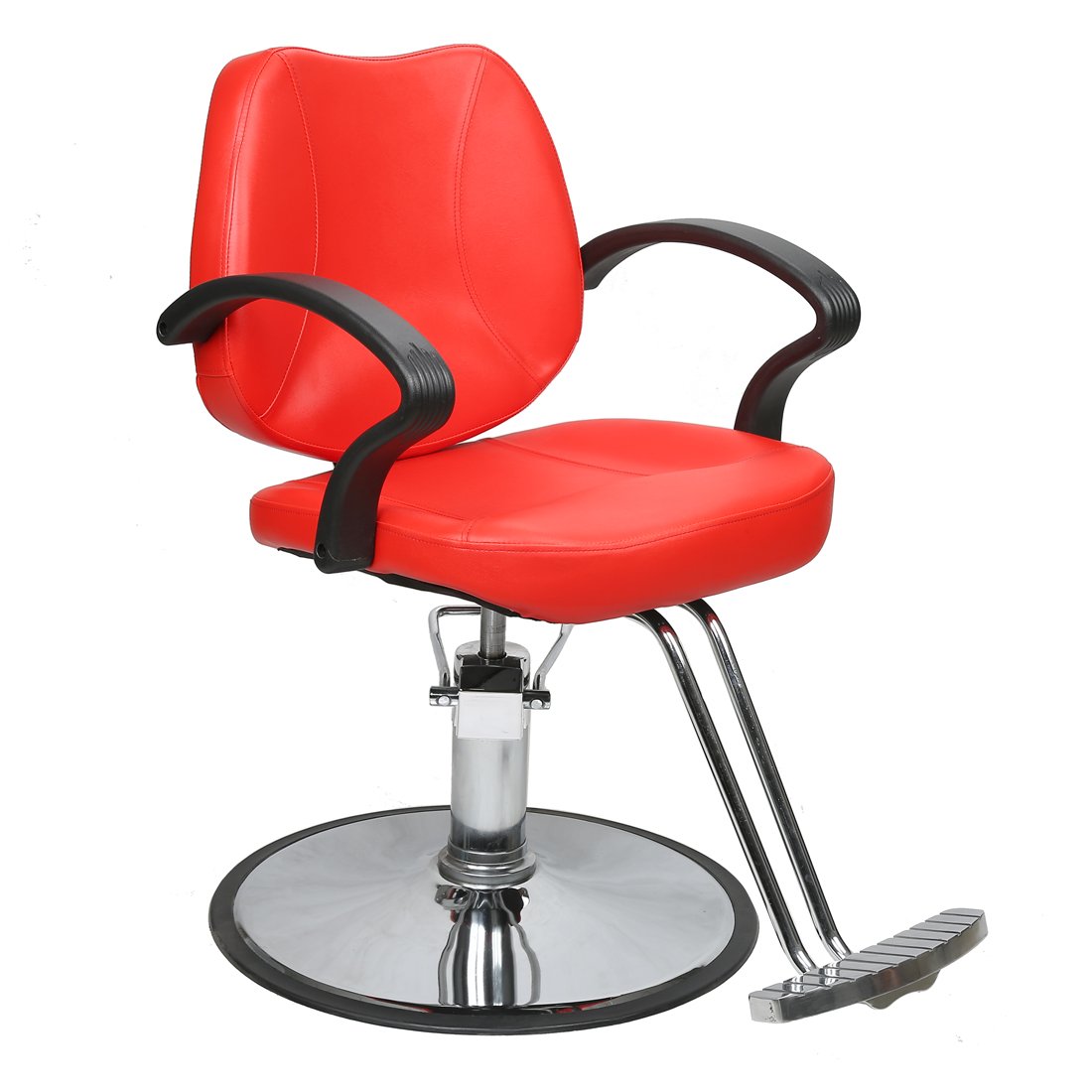 Premium Hydraulic Barber Chair - Professional Salon Styling Equipment with Adjustable Height & 360° Swivel (Red) for Haircuts, Shaves & Beauty Treatments