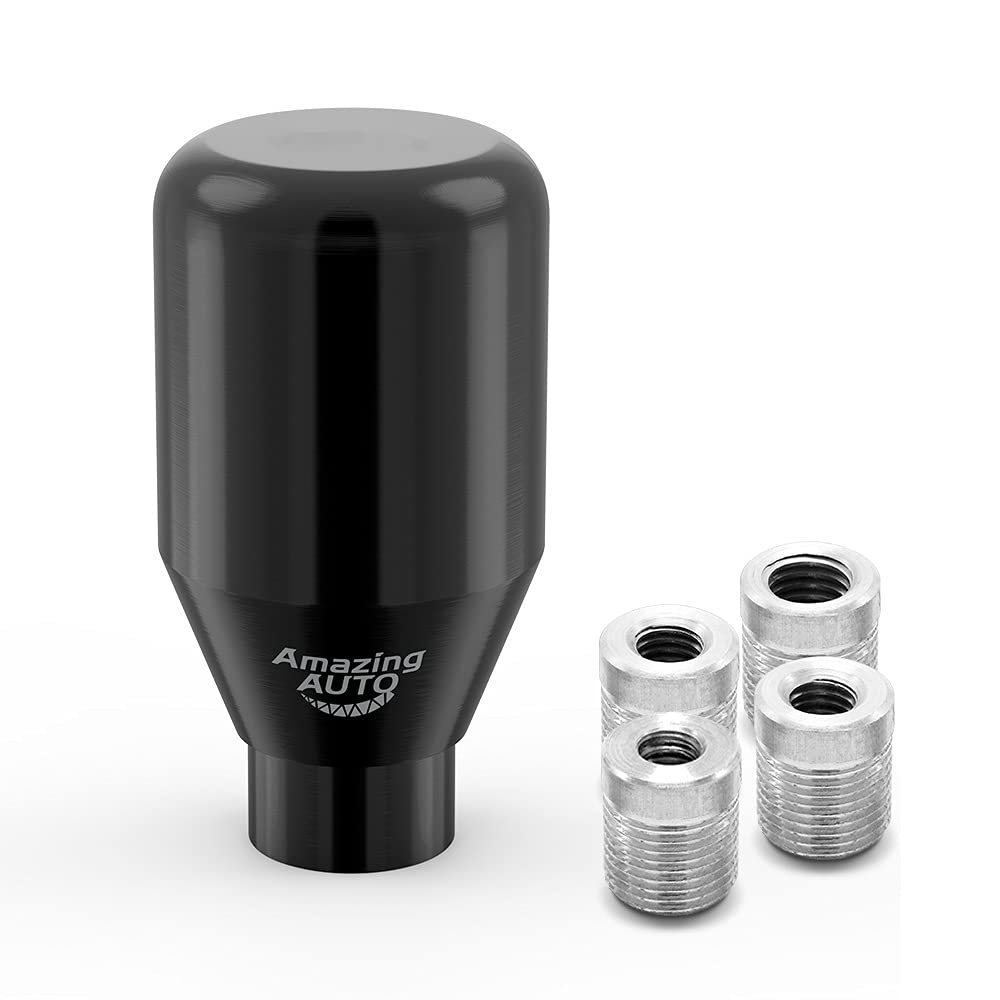 Universal Weighted Gear Shifter Knob - Black Manual/Automatic Car Shift Lever with 4 Adapters for Smooth Gear Changes | Perfect for Racing, Daily Driving & Car Customization